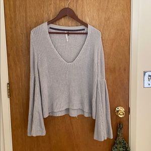 Free People grey bell sleeve sweater